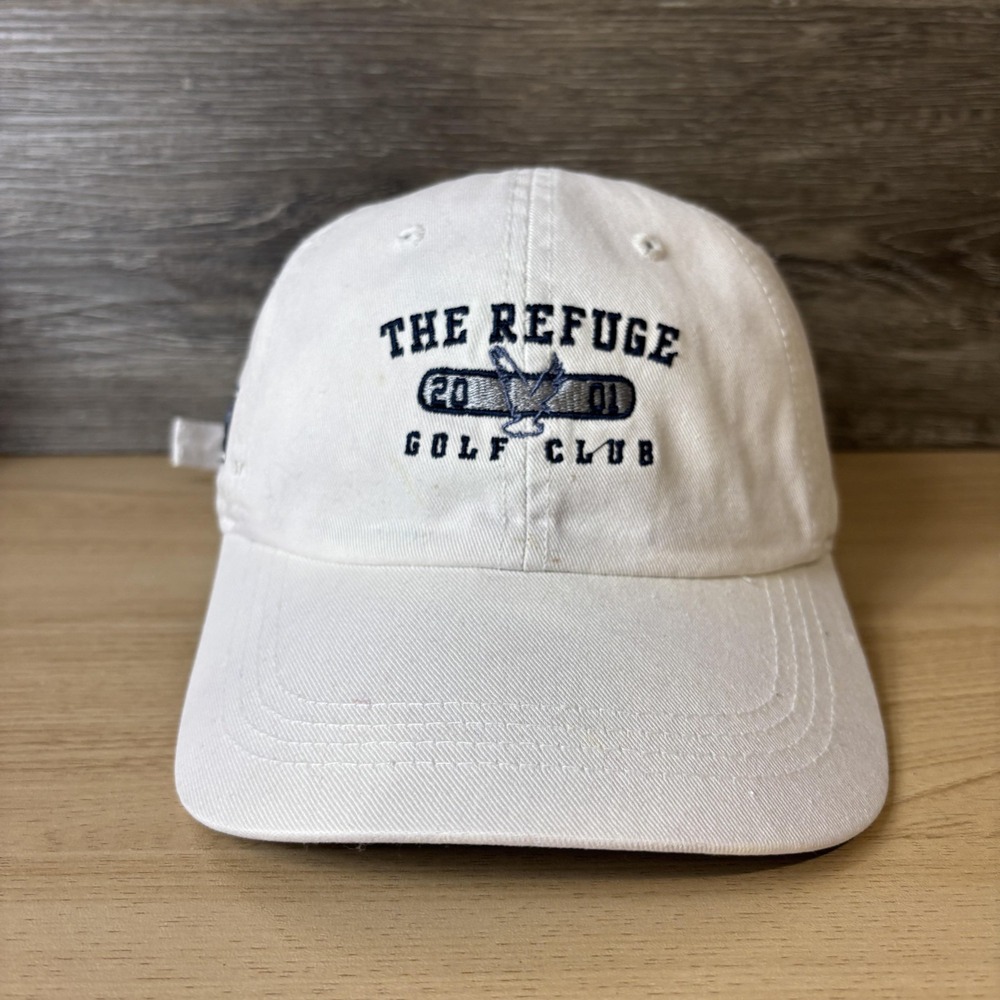 The Refuge Golf Club Hat Cap Strap Back White Gray Dad Embroidered Ahead Mens